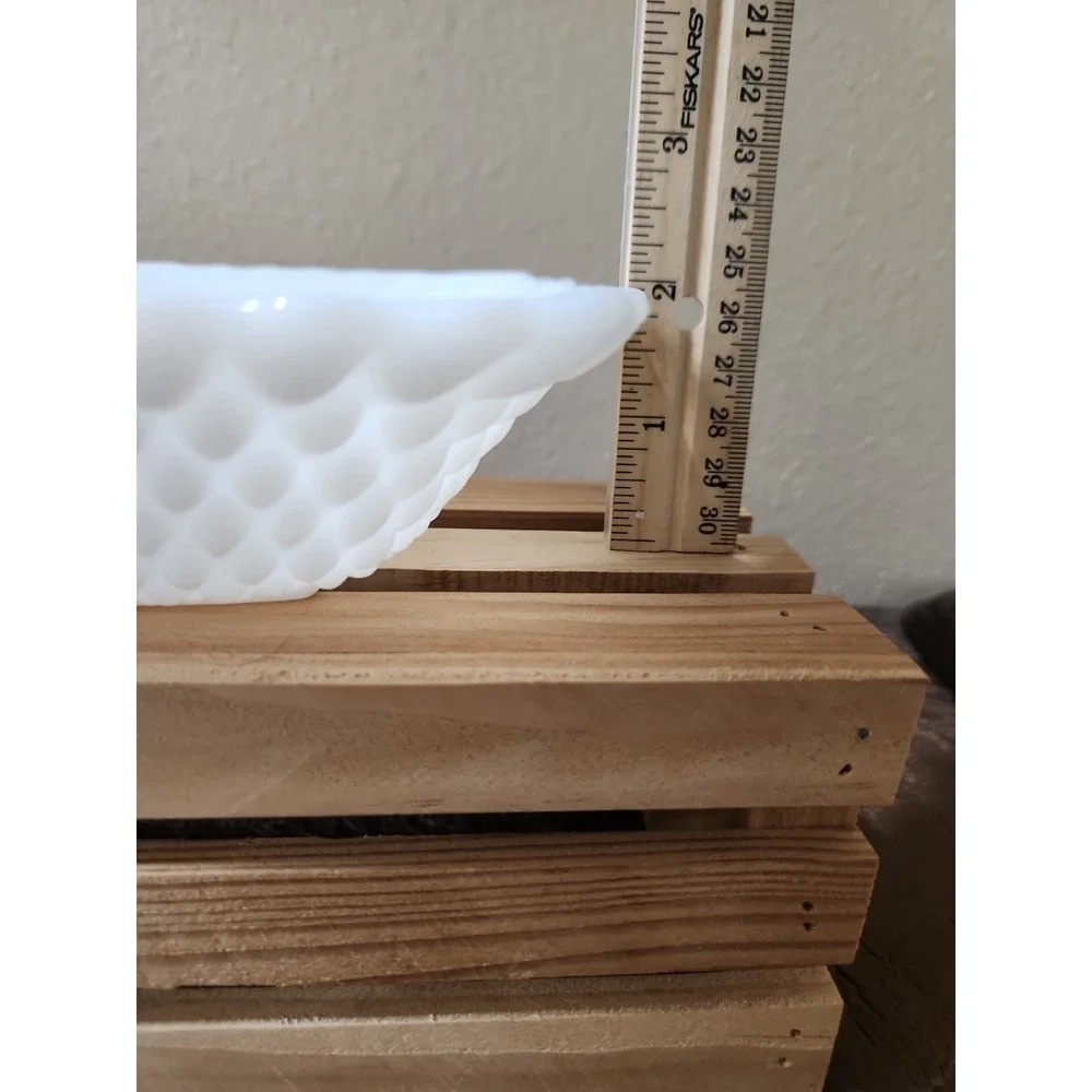 Anchor Hocking White Milk Glass Square Hobnail Bowl